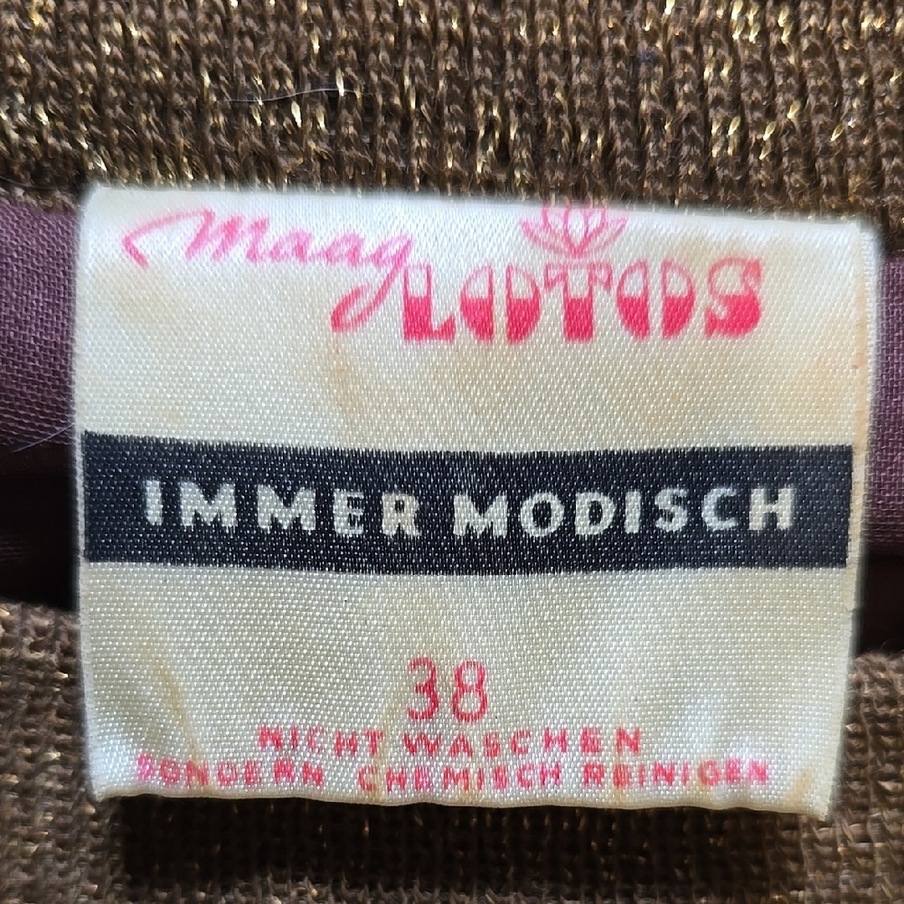 70s Rare Brown & Gold Ribbed Midi Pencil Skirt Set Made In Germany - Picture 2 of 12